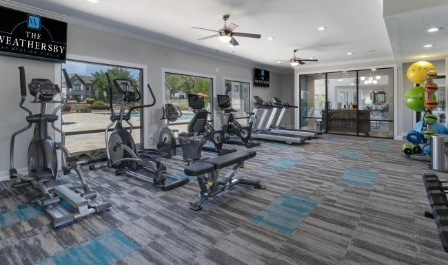 a gym with exercise equipment